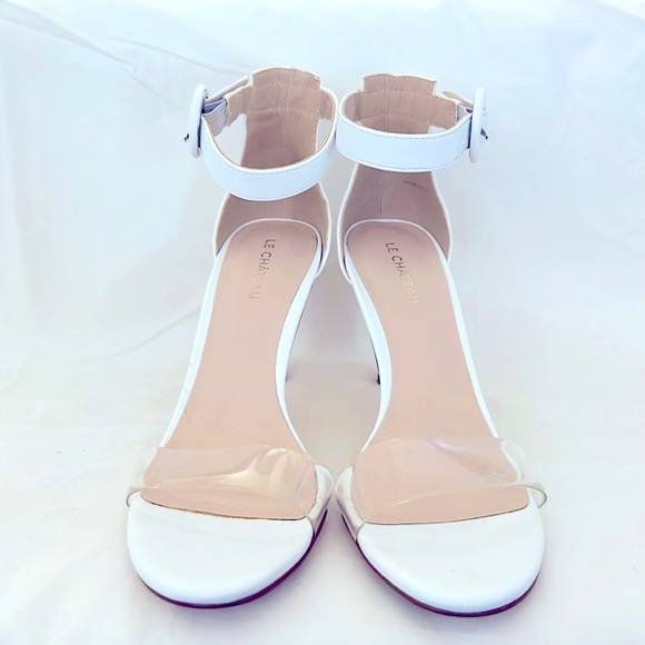 Le Chateau White and Clear Strappy Sandal. Size 7.5. - Picture 2 of 7